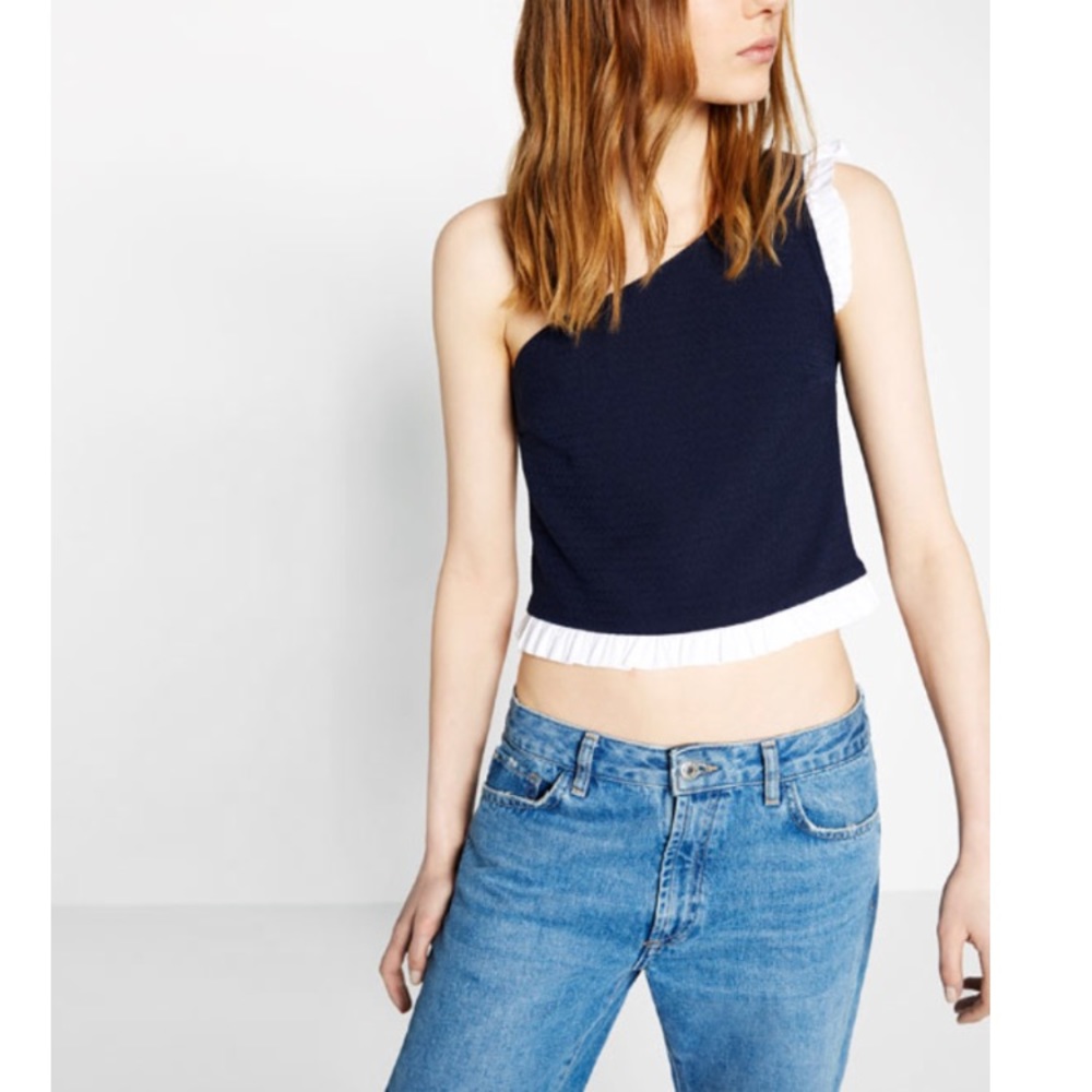 Zara one shoulder crop top size Large